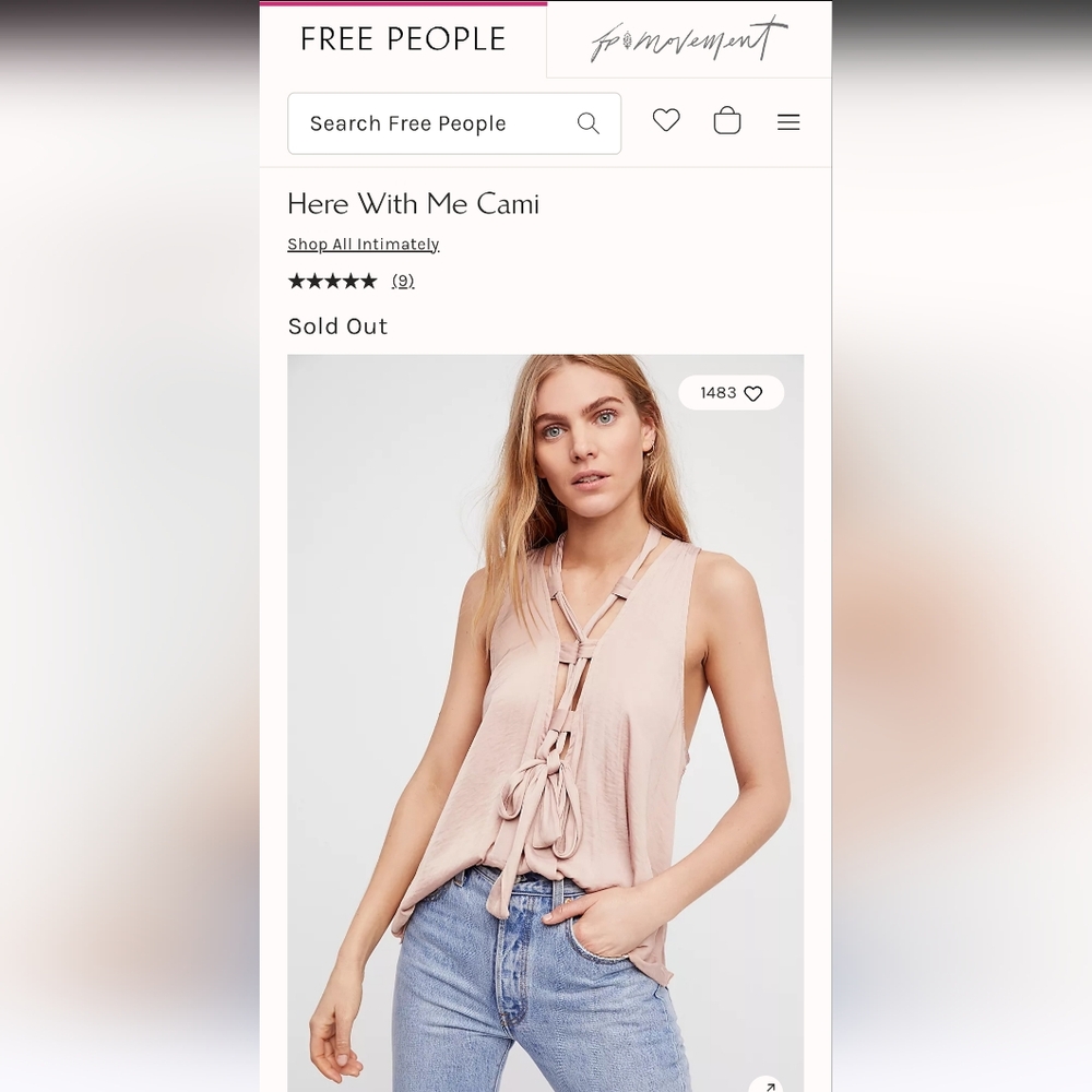 Free People Here with Me Cami. Size S